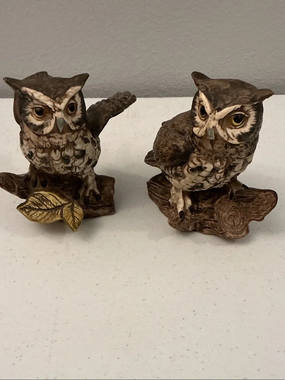Pair of Brown Owl Figurines - Rustic Home Accent
